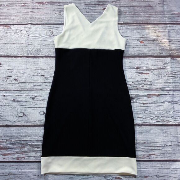 Boston Proper Womens Dress size XS Black Cream Sheath Stretch Knit Evening Wear - Picture 9 of 10